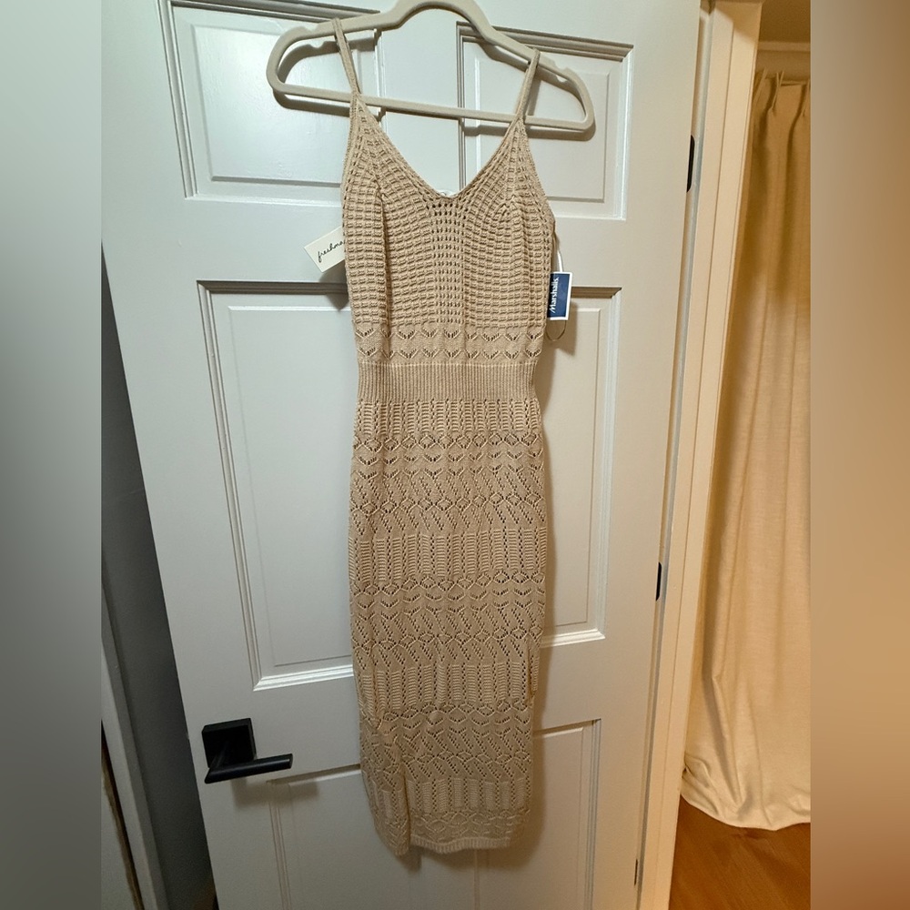 Marshalls Beige Crochet Midi Dress